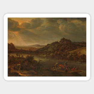 River View with Ferry by Herman Saftleven Sticker